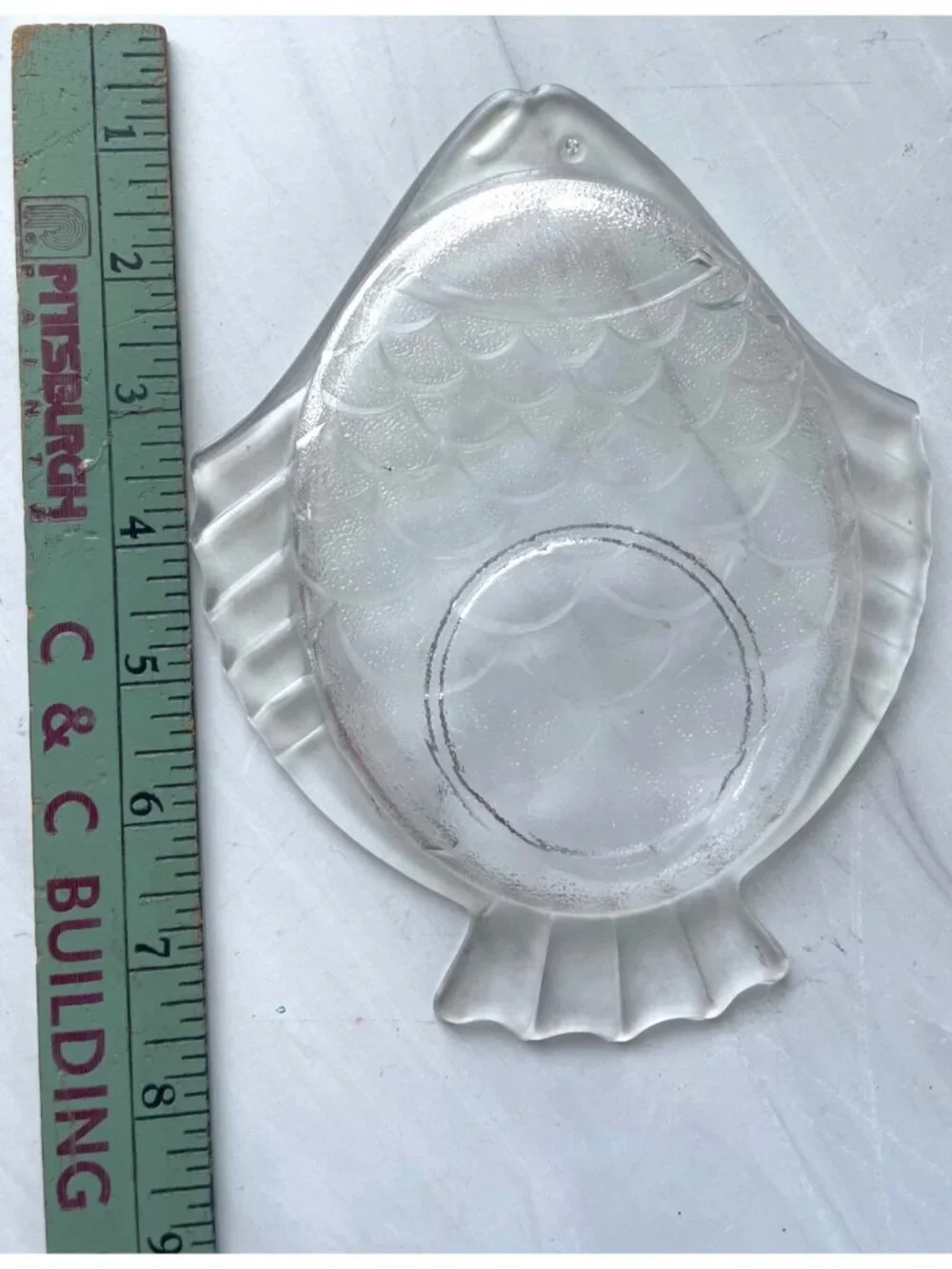 8 Clear Textured Glass Fish-Shaped Snack/Bar/Appetizer Plates Coastal Decor